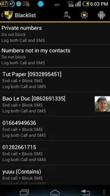 Blacklist android App screenshot 1